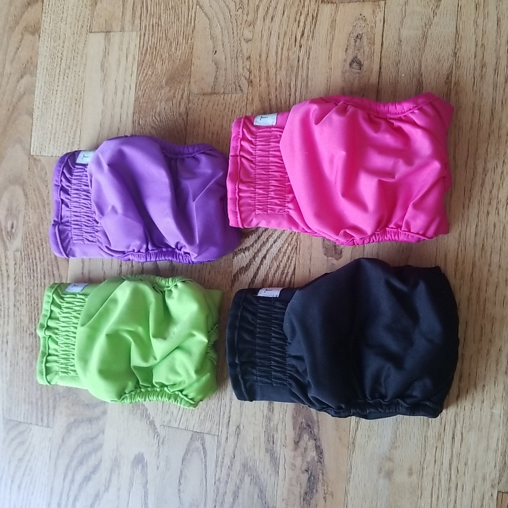 (S) Teamoy Small Dog 4-Pack Bundle Lined Reusable Diapers Colorful Training